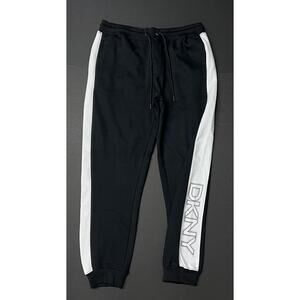 DKNY Tech Joggers Sweat Pants Size L LARGE Logo BLK WHITE Inseam: 29.5”